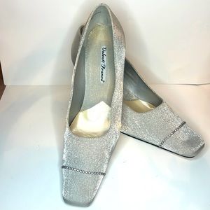 Silver fabric heels